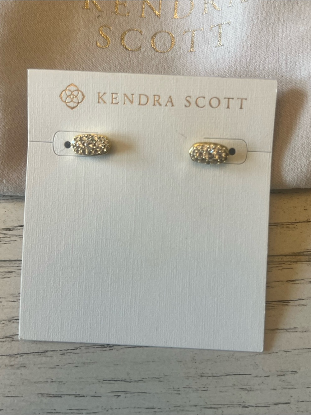 Kendra Scott Grayson Crystal Gold Stud Earrings-NWT!